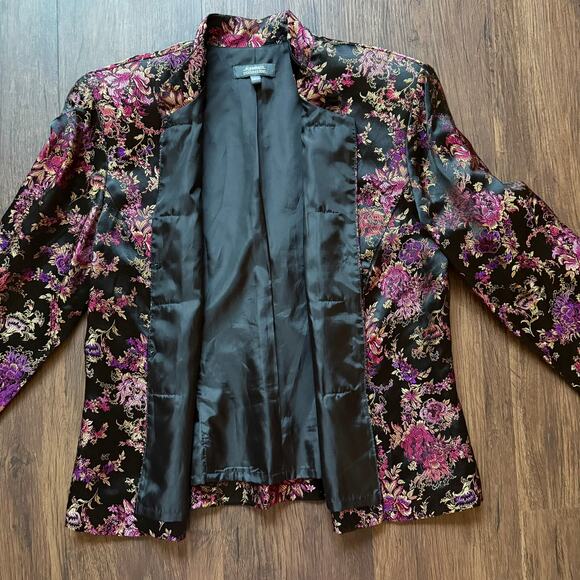 Ornamental Floral Jacquard Frog-Closure Jacket Women’s M Dressbarn Collection - Picture 8 of 13